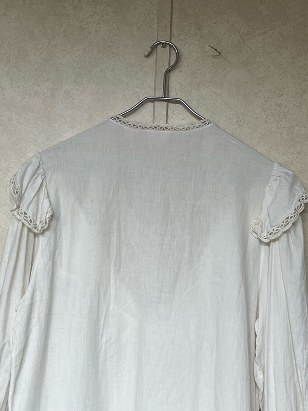 Adonna vintage white crochet ruffle long sleeve peasant cottagecore nightgown - Picture 4 of 14